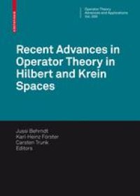 cover of the book Recent Advances in Operator Theory in Hilbert and Krein Spaces