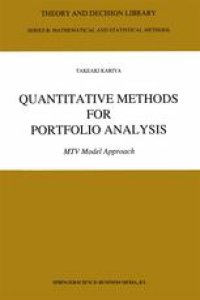 cover of the book Quantitative Methods for Portfolio Analysis: MTV Model Approach