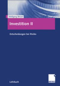 cover of the book Investition II: Entscheidungen bei Risiko