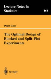 cover of the book The Optimal Design of Blocked and Split-Plot Experiments