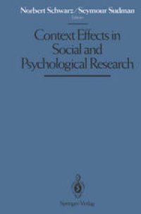 cover of the book Context Effects in Social and Psychological Research