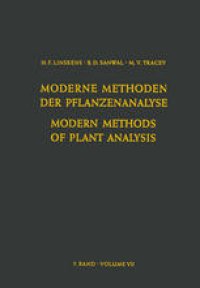 cover of the book Modern Methods of Plant Analysis / Moderne Methoden der Pflanzenanalyse