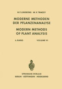 cover of the book Modern Methods of Plant Analysis / Moderne Methoden der Pflanzenanalyse