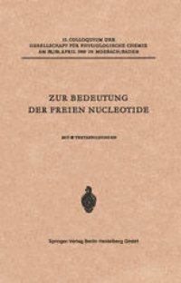 cover of the book Zur Bedeutung der Freien Nucleotide