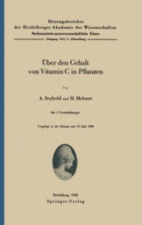 cover of the book Uber den Gehalt von Vitamin C in Pflanzen