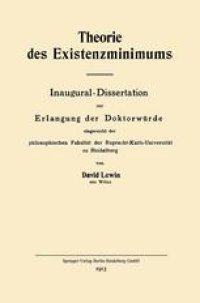 cover of the book Theorie des Existenzminimums: Inaugural-Dissertation zur Erlangung der Doktorwurde eingereicht der philosophischen Fakultat der Ruprecht-Karls-Universitat zu Heidelberg