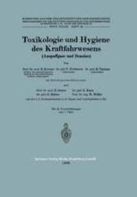 cover of the book Toxikologie und Hygiene des Kraftfahrwesens (Auspuffgase und Benzine)