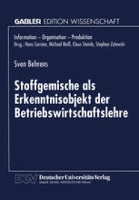 cover of the book Stoffgemische als Erkenntnisobjekt der Betriebswirtschaftslehre