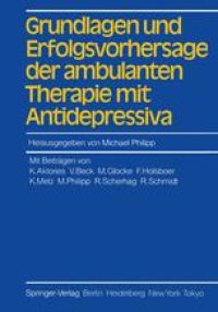 cover of the book Grundlagen und Erfolgsvorhersage der ambulanten Therapie mit Antidepressiva