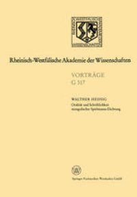 cover of the book Oralität und Schriftlichkeit mongolischer Spielmanns‐Dichtung