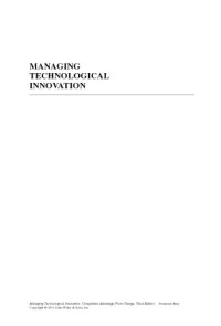 cover of the book Managing Technological Innovation: Competitive Advantage from Change, Third Edition